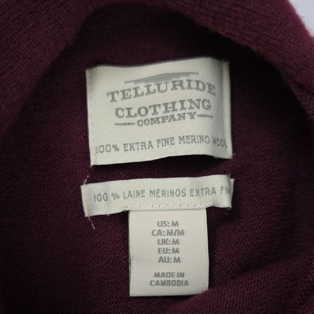 NWT Telluride Women's Burgundy Extra Fine Merino Wool Funnel Neck Sweater Size M - Picture 9 of 16